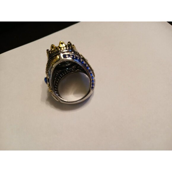 Stunning Large Multi-Colored Silver Ring Women Men Size 8 - Picture 4 of 6